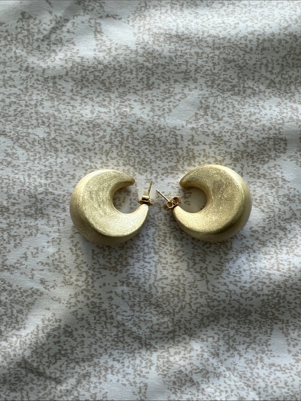 Gold Crescent Hoop Stud Earrings - Elegant Women's Jewelry